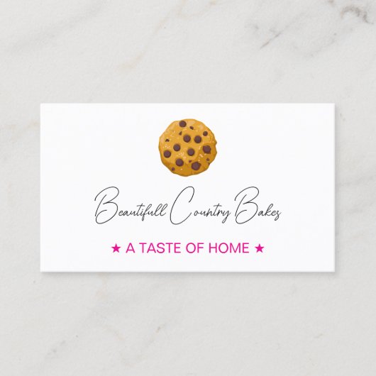 Editable Cookie Logo | White Pink Bakery Visitekaartje (Voorkant)