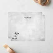 Editable  Cool Top Hat Cat Black and White Notitiekaartje (Voorkant / Achterkant in situ)