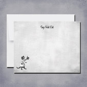 Editable  Cool Top Hat Cat Black and White Notitiekaartje