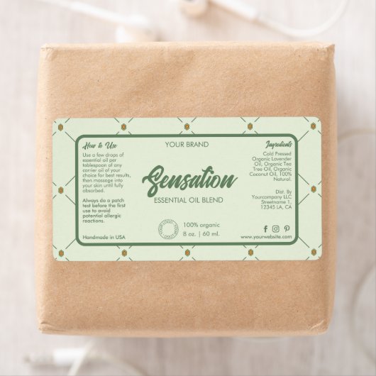 Editable Cosmetic Dropper Fles Label Retro Green (Insitu)