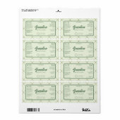 Editable Cosmetic Dropper Fles Label Retro Green (Full Sheet)