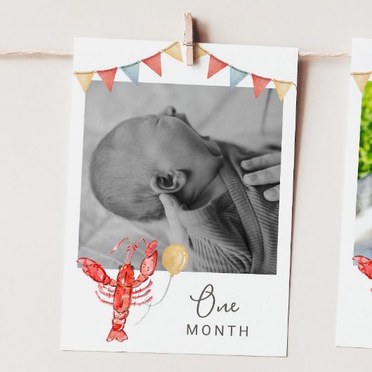 Editable Crawfish Monthly Photo Banner Card Kaart