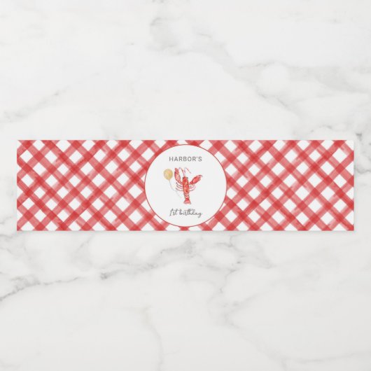 Editable Crawfish Water Bottle Labels Waterfles Etiket (Enkel label)