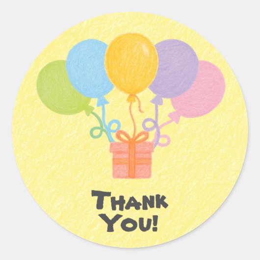 Editable Crayon Style – Balloon Bash Birthday Ronde Sticker (Voorkant)