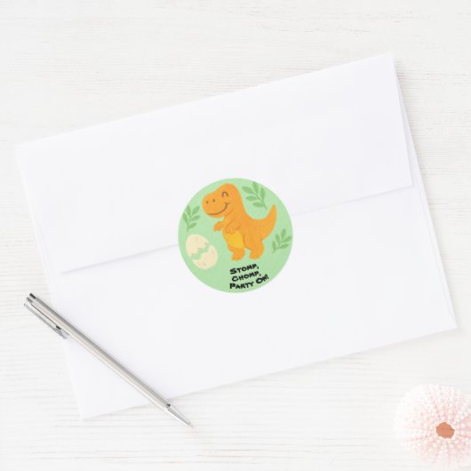 Editable Crayon Style – Dinosaur Roarsome Ronde Sticker (Envelop)