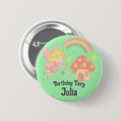 Editable Crayon Style – Fairy Mushroom Birthday Ronde Button 5,7 Cm (Voorkant /achterkant)