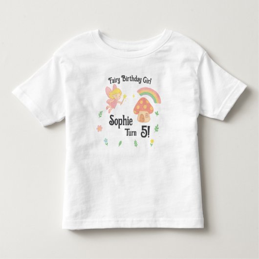 Editable Crayon Style – Fairy Mushroom Forest Kinder Shirts (Voorkant)
