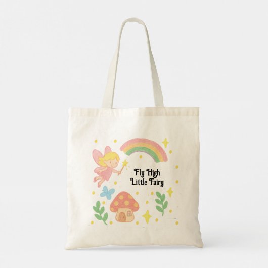 Editable Crayon Style – Fairy Mushroom Forest  Tote Bag (Achterkant)