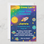 Editable Crayon Style – Solar System Birthday Kaart (Voorkant)
