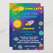 Editable Crayon Style – Solar System Birthday Kaart (Voorkant / Achterkant)