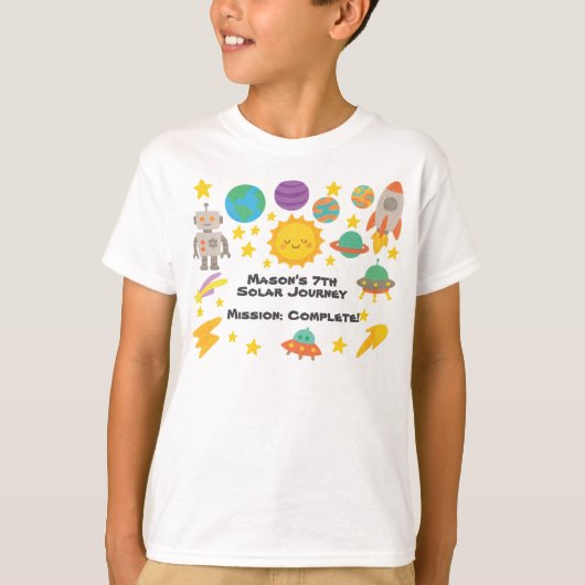 Editable Crayon Style – Trip-Around-the-Sun Kids T-shirt (Voorkant)