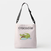 Editable Crocodile & Calligraphy on Ivory Crossbody Tas (Achterkant)