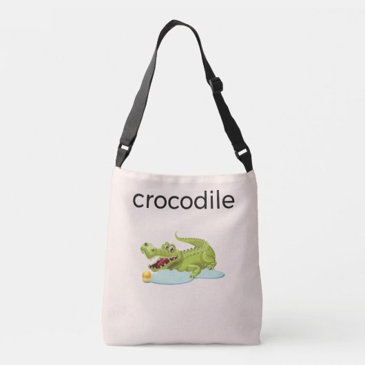 Editable Crocodile & Calligraphy on Ivory Crossbody Tas (Achterkant)
