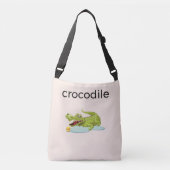 Editable Crocodile & Calligraphy on Ivory Crossbody Tas (Voorkant)