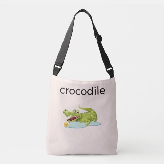 Editable Crocodile & Calligraphy on Ivory Crossbody Tas (Voorkant)