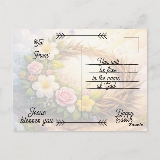 Editable Crown of Thorns Easter Postcard Briefkaart (Achterkant)
