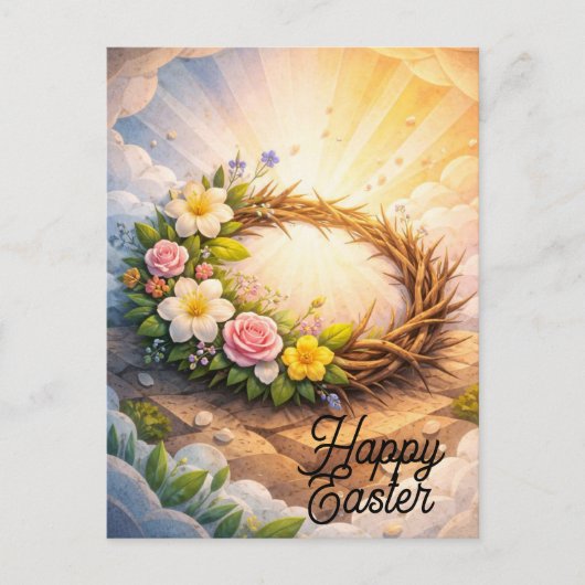Editable Crown of Thorns Easter Postcard Briefkaart (Voorkant)