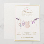 Editable Cute Pastel Baby Shower Kaart (Voorkant / Achterkant)