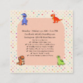 Editable Cute Rainbow Dino Preschool Card Design Vierkante Visitekaartje (Achterkant)