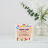 Editable Cute Rainbow Dino Preschool Card Design Vierkante Visitekaartje (Staand voorkant)