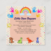 Editable Cute Rainbow Dino Preschool Card Design Vierkante Visitekaartje (Voorkant)