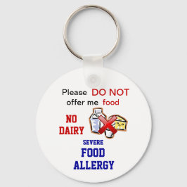 Editable Dairy Food Allergy Alert Sleutelhanger