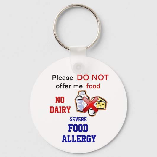 Editable Dairy Food Allergy Alert Sleutelhanger (Voorkant)