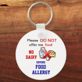 Editable Dairy Food Allergy Alert Sleutelhanger (Voorkant)