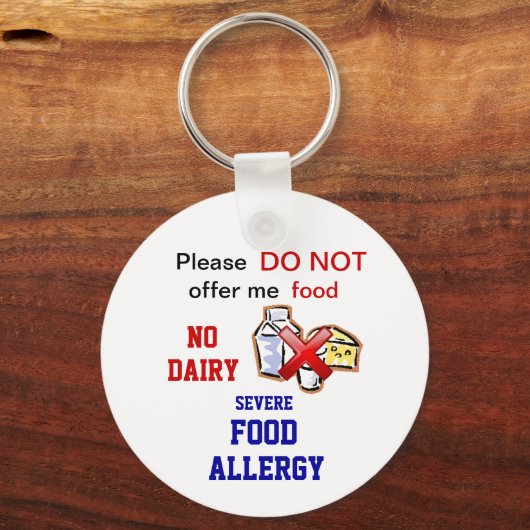 Editable Dairy Food Allergy Alert Sleutelhanger (Voorkant)