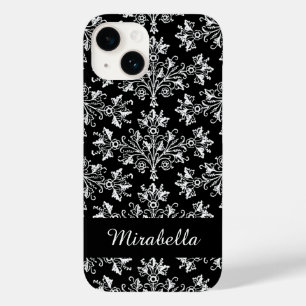 Editable Daisy Damask White over zwarte iPhone dra Case-Mate iPhone 14 Hoesje