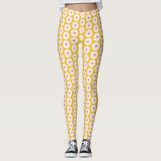 Editable Daisy Pattern on Golden Athletic Leggings (Voorkant)