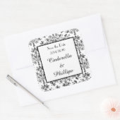 Editable Damask sparen de Floral van de Datum Vierkante Sticker (Envelop)