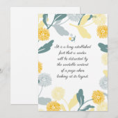 Editable Dandelion floral art bedankt je kaart (Voorkant / Achterkant)