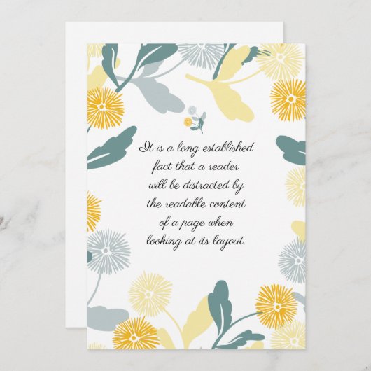 Editable Dandelion floral art bedankt je kaart (Voorkant / Achterkant)