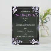 Editable Dark Botanical Wedding Invitation Kaart (Staand voorkant)