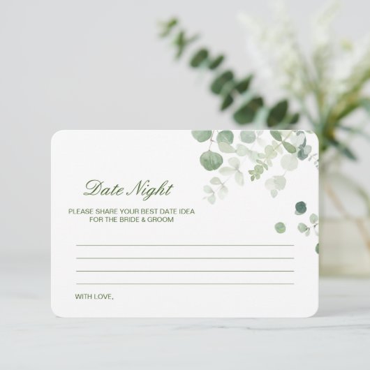 Editable Date Night Idea Vrijgezellenfeest Card Informatiekaartje (Staand voorkant)