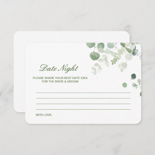 Editable Date Night Idea Vrijgezellenfeest Card Informatiekaartje (Voorkant / Achterkant)