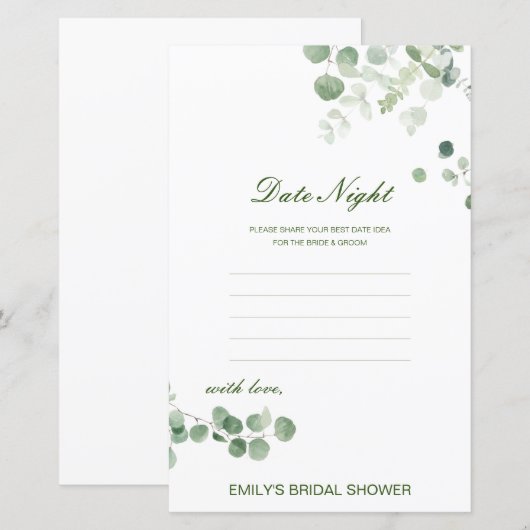 Editable Date Night Kaart Vrijgezellenfeest Game (Voorkant / Achterkant)