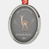 Editable Deer and Cattails Baby's Eerste Kerstmis Metalen Ornament (Links)