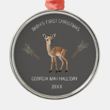 Editable Deer and Cattails Baby's Eerste Kerstmis