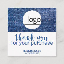 EDITABLE DENIM BLUE LOGO BUSINESS DANK JE KAART