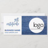 EDITABLE DENIM BLUE LOGO BUSINESS GIFT CERTIFICAAT