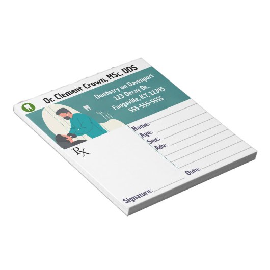 Editable Dentist Prescription Pad Notitieblok (Schuin)