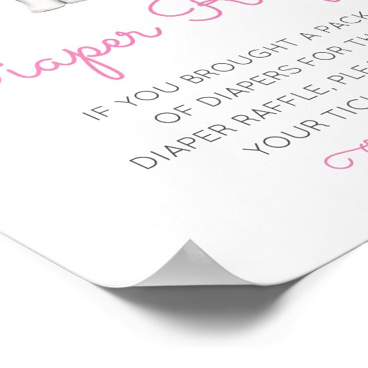 Editable Diaper Raffle Baby Shower Sign Printed Poster (Hoek)