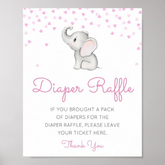 Editable Diaper Raffle Baby Shower Sign Printed Poster (Voorkant)