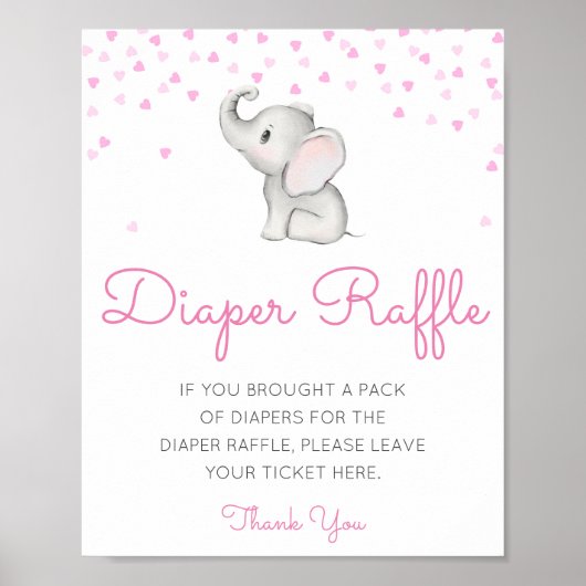 Editable Diaper Raffle Baby Shower Sign Printed Poster (Voorkant)