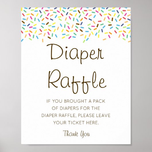 Editable Diaper Raffle Baby Shower Sign Printed Poster (Voorkant)