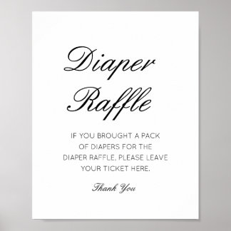 Editable Diaper Raffle Baby Shower Sign Printed Poster