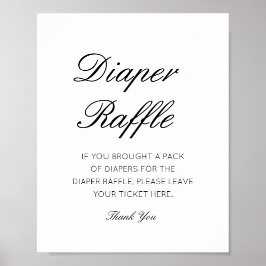 Editable Diaper Raffle Baby Shower Sign Printed Poster (Voorkant)