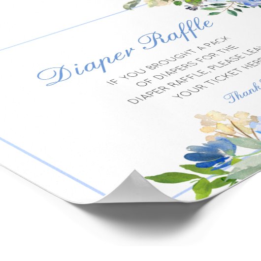 Editable Diaper Raffle Baby Shower Sign Printed Poster (Hoek)